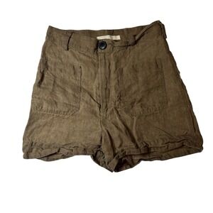 CREATURES OF COMFORT Green‎ Linen Women's Shorts Size 6